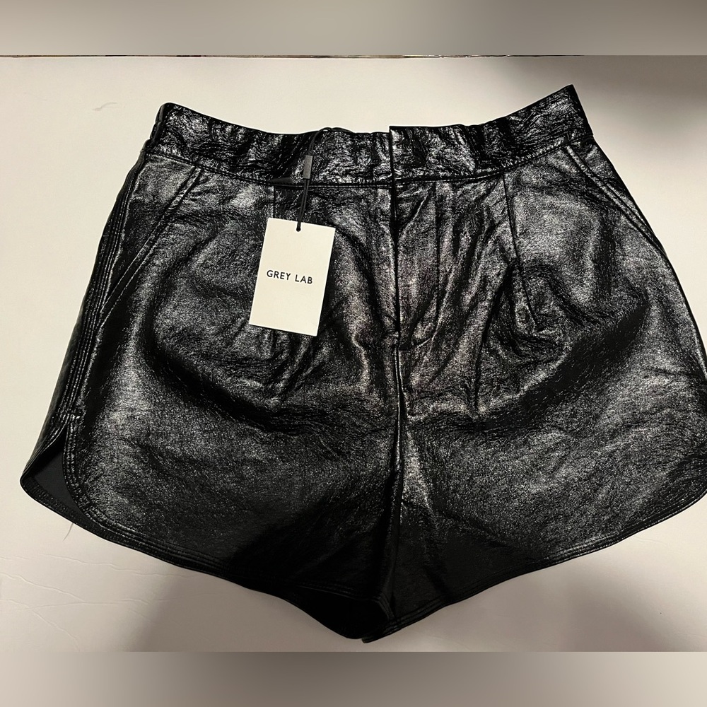 Black vegan patent leather shorts by Grey lab size medium